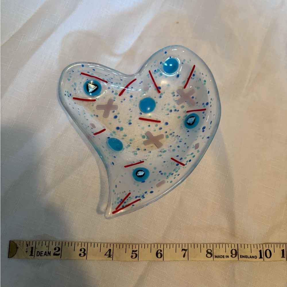 Vintage Abstract Heart-Shaped Glass Art Piece